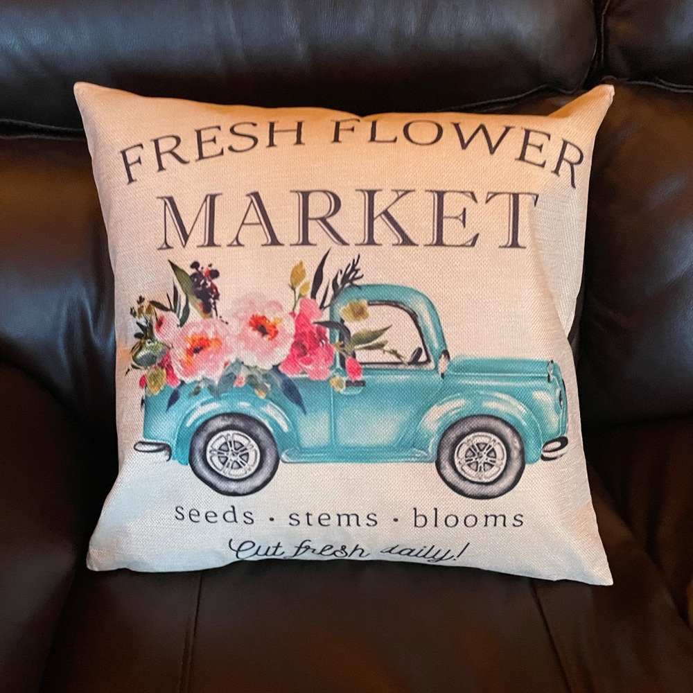 Spring Truck Throw Pillow